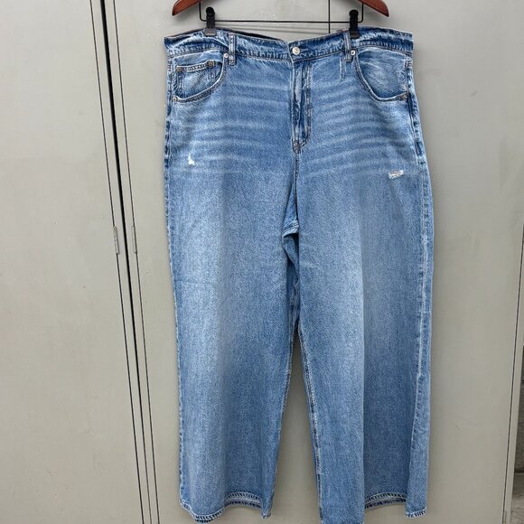 AE Dreamy Drape Super High-Rise Ultra Wide-Leg Jeans Distressed 5 Pocket Sz 20 - Picture 5 of 13